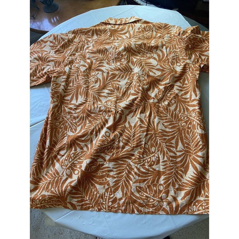 Men's Columbia Tiki Orange Print Short Sleeve Shirt- Size L
